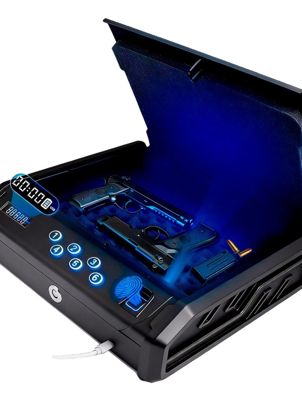 Gun Safe with 3 Unlock Ways - Fingerprint/Digital PIN/Key, Quick Access, LCD